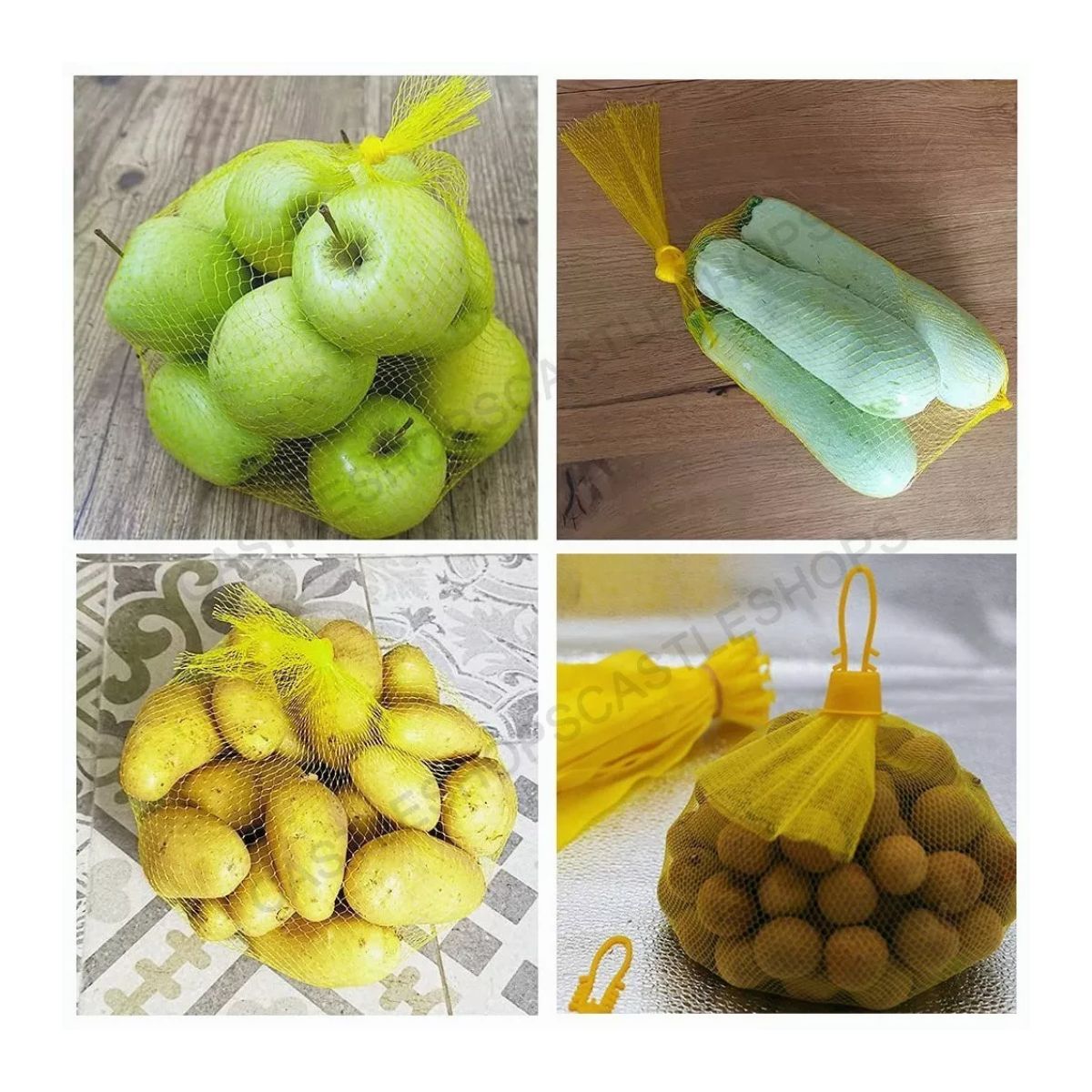 100 Bolsas Red Malla Plástica Para Verdura,juguetes, Frutas AMARILLO