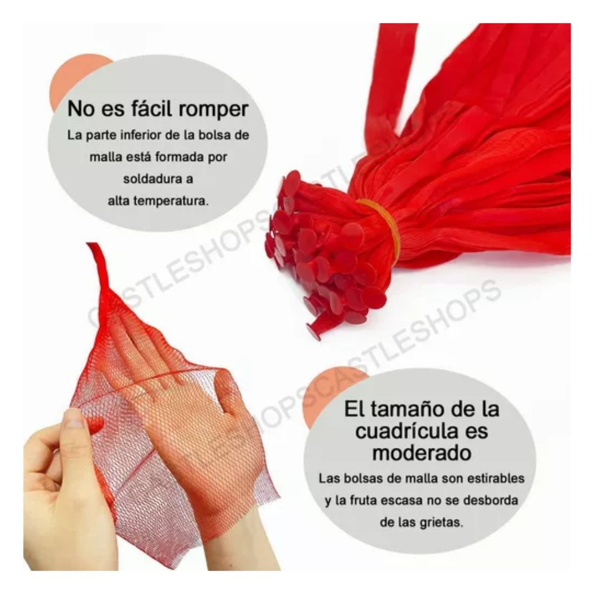 100 Bolsas Red Malla Plástica Para Verdura,juguetes, Frutas ROJO