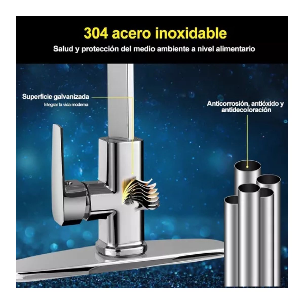 Mezcladora Para Fregadero Grifo Monomando Cocina Con Cubierta Gris 