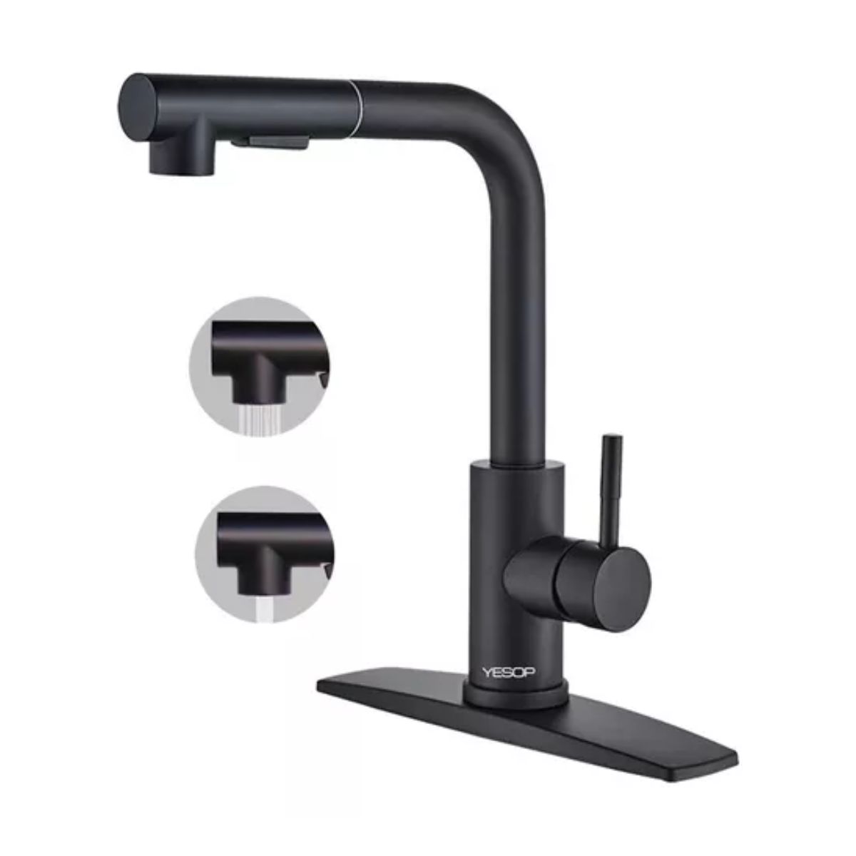 Llave Monomando Para Fregadero Mezcladora Cocina Negro 