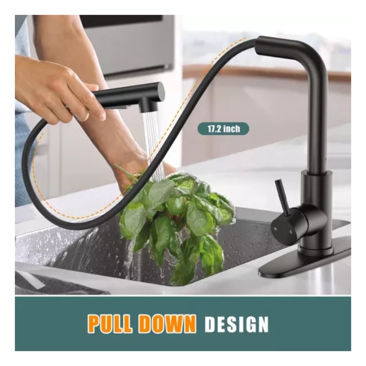 Llave Monomando Para Fregadero Mezcladora Cocina Negro 