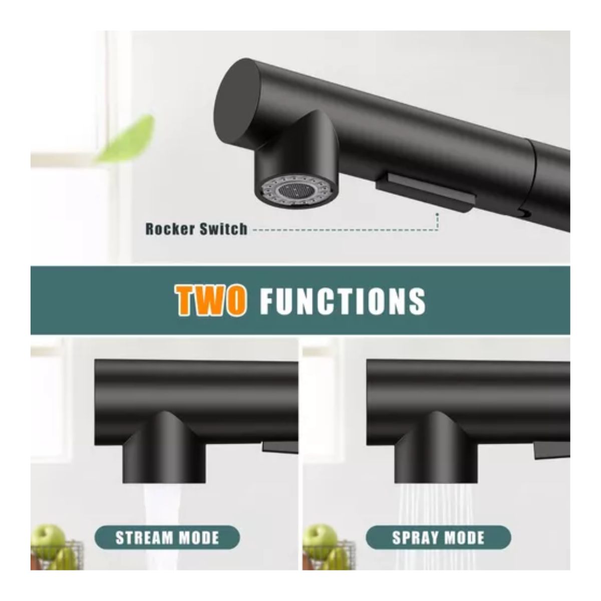 Llave Monomando Para Fregadero Mezcladora Cocina Negro 