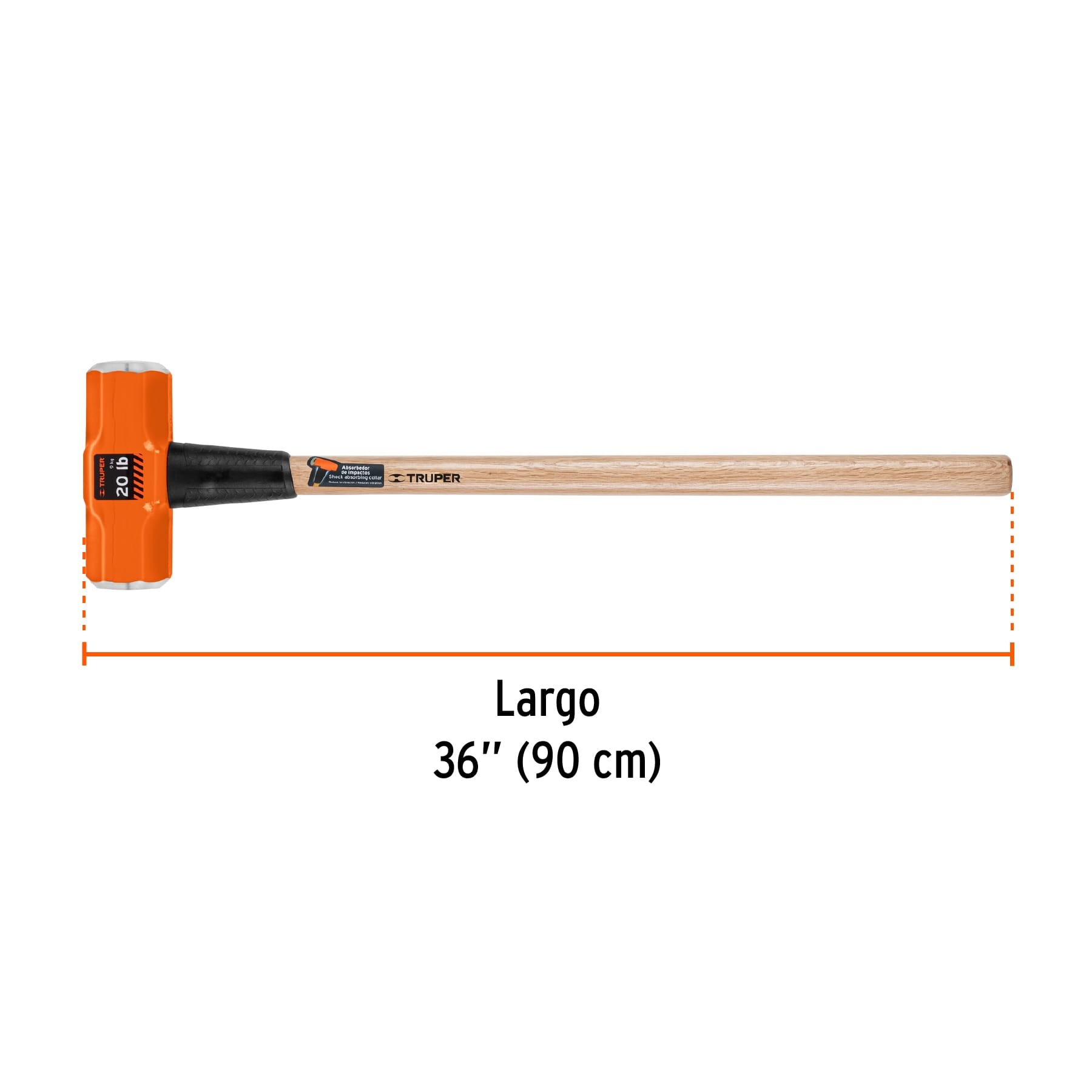 Marro Octagonal 20 Lb, Mango De Madera 36", Truper 16516
