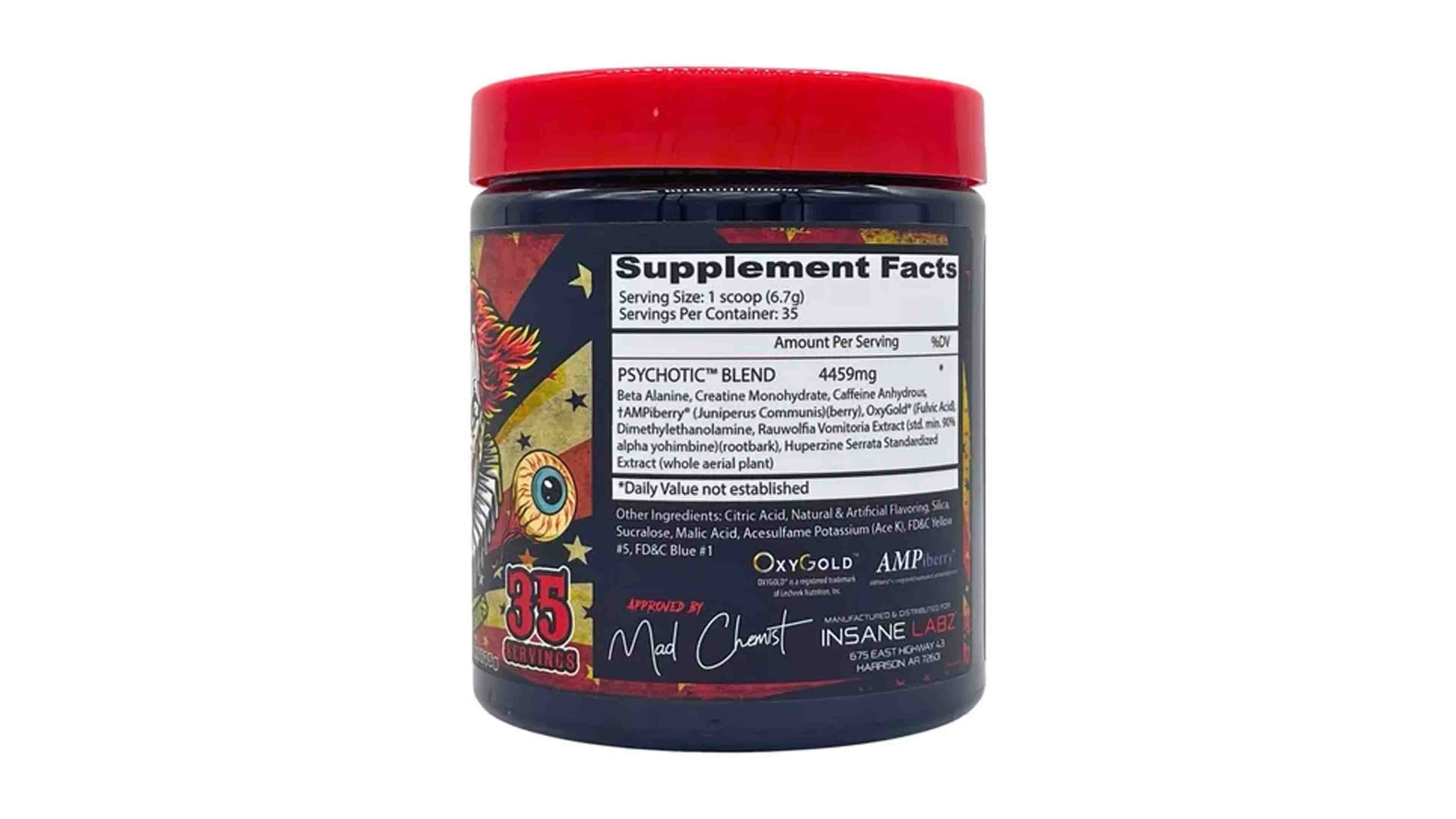 Pre Entreno Psychotic Insane Labz 35 Serv Energia Pre Entreno Sabor Mangled Limonade