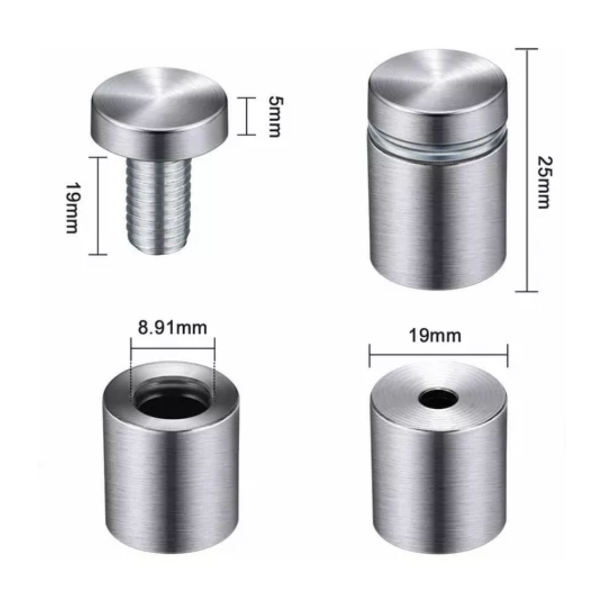 10pcs Chapetones De 19x25mm Para Montaje De Herrajes Vidrio gris