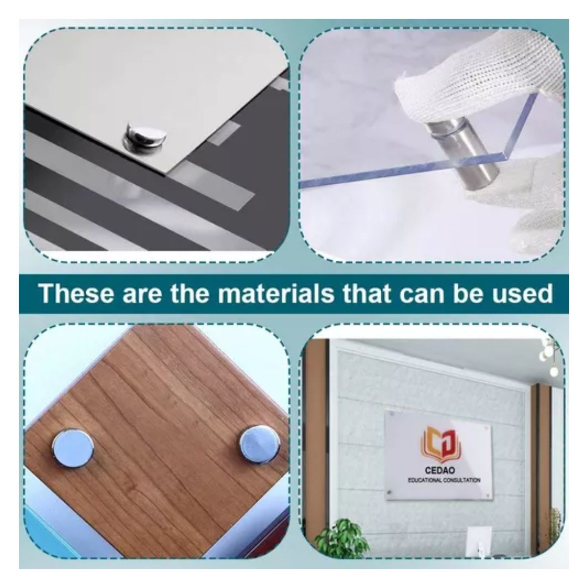 10pcs Chapetones De 19x25mm Para Montaje De Herrajes Vidrio gris 