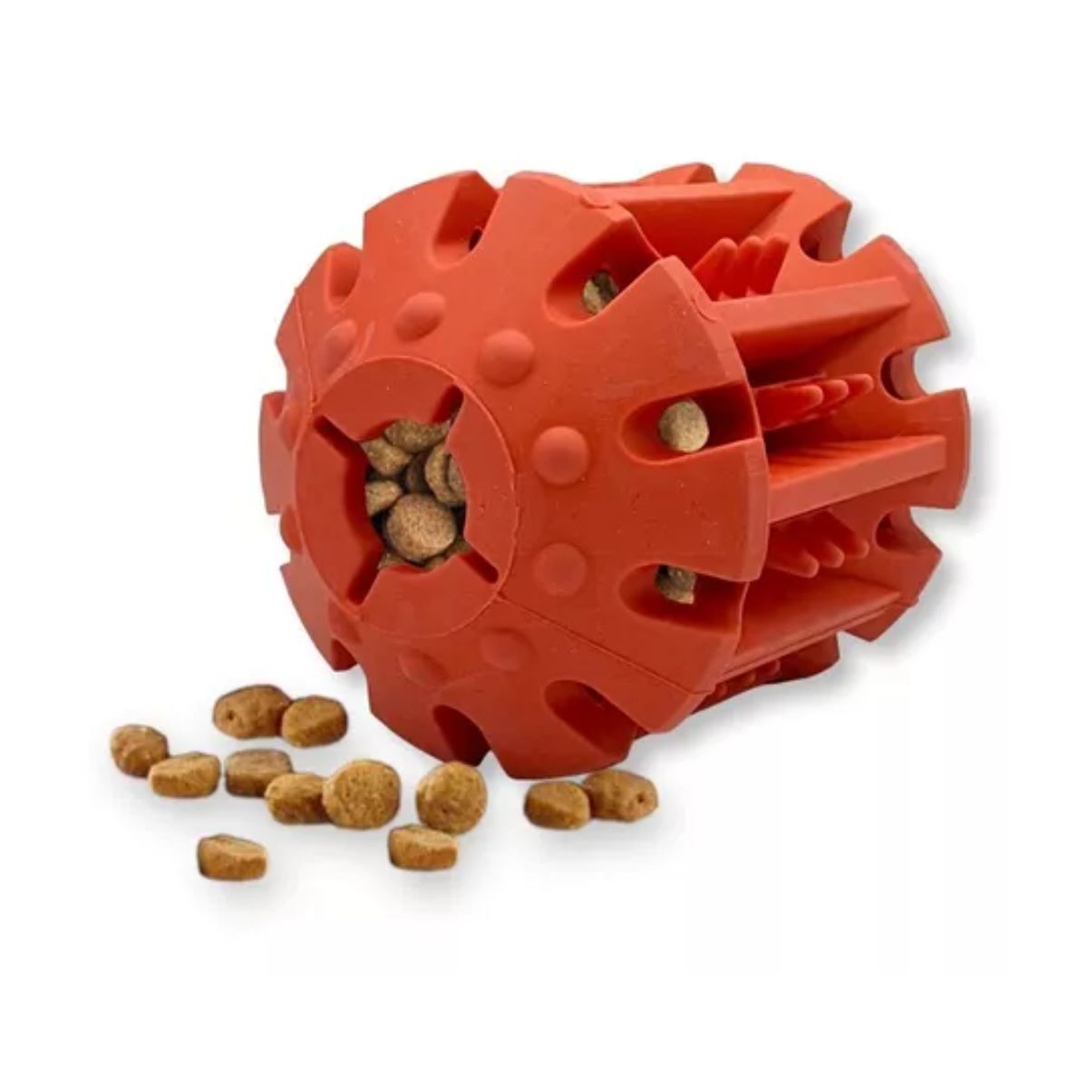 Pelota Hueca De Caucho Para Mascotas, Rellenable Y Ligera Color Naranja