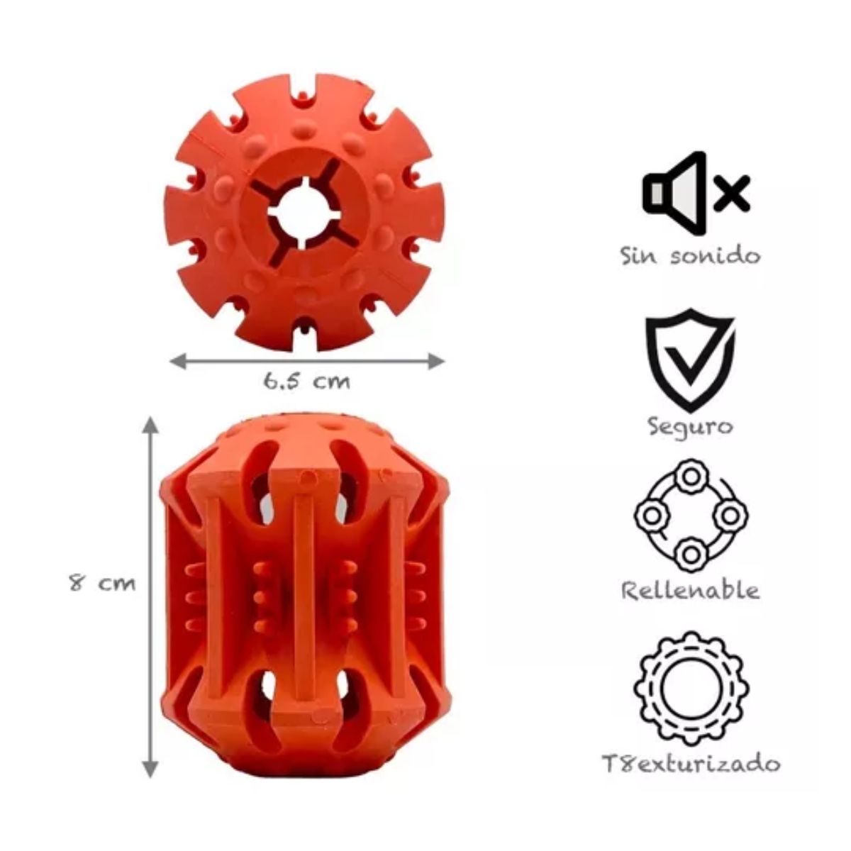 Pelota Hueca De Caucho Para Mascotas, Rellenable Y Ligera Color Naranja