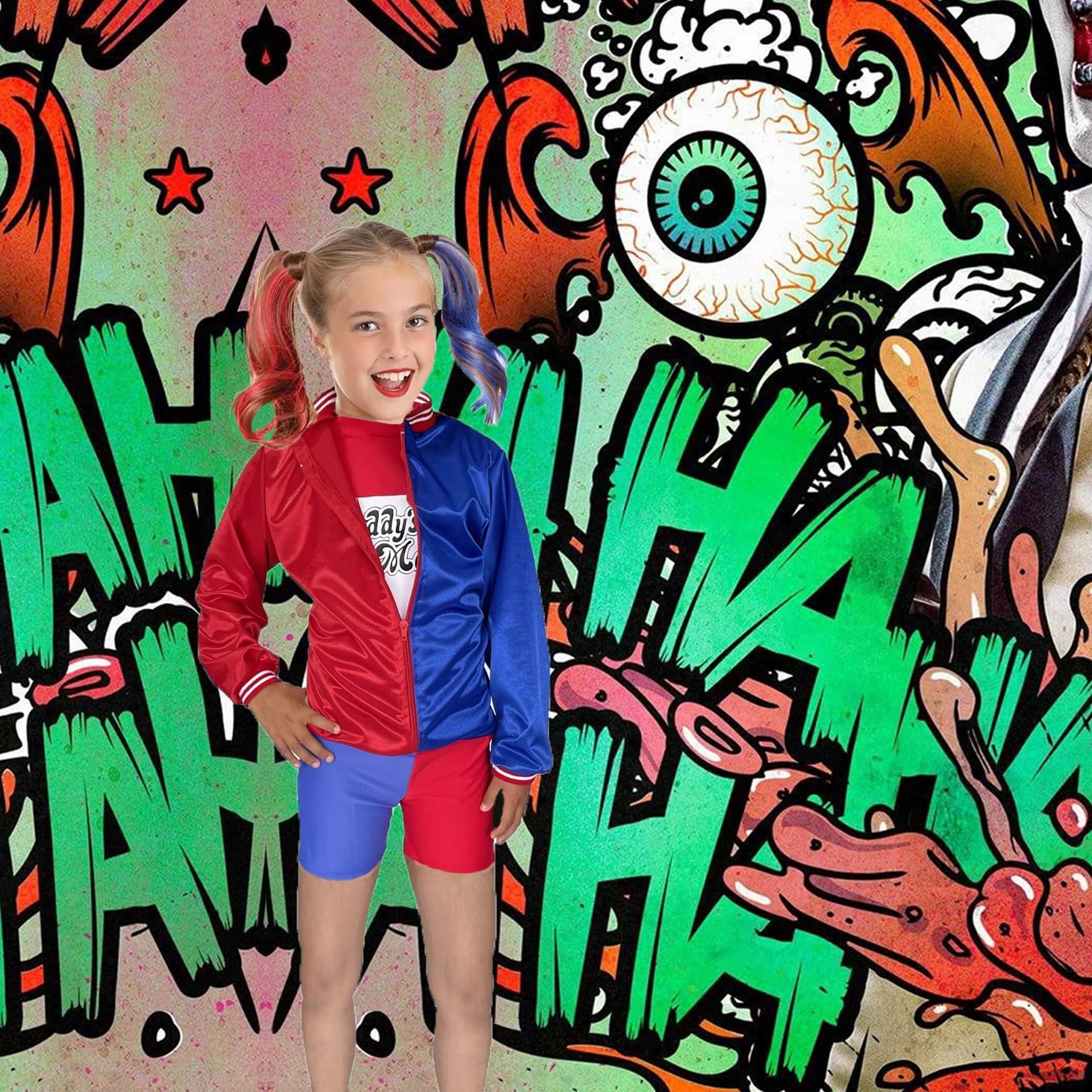 Disfraces Arlequina Niñas - Disfraz de Halloween Harly Quin Cosplay Harley Queen