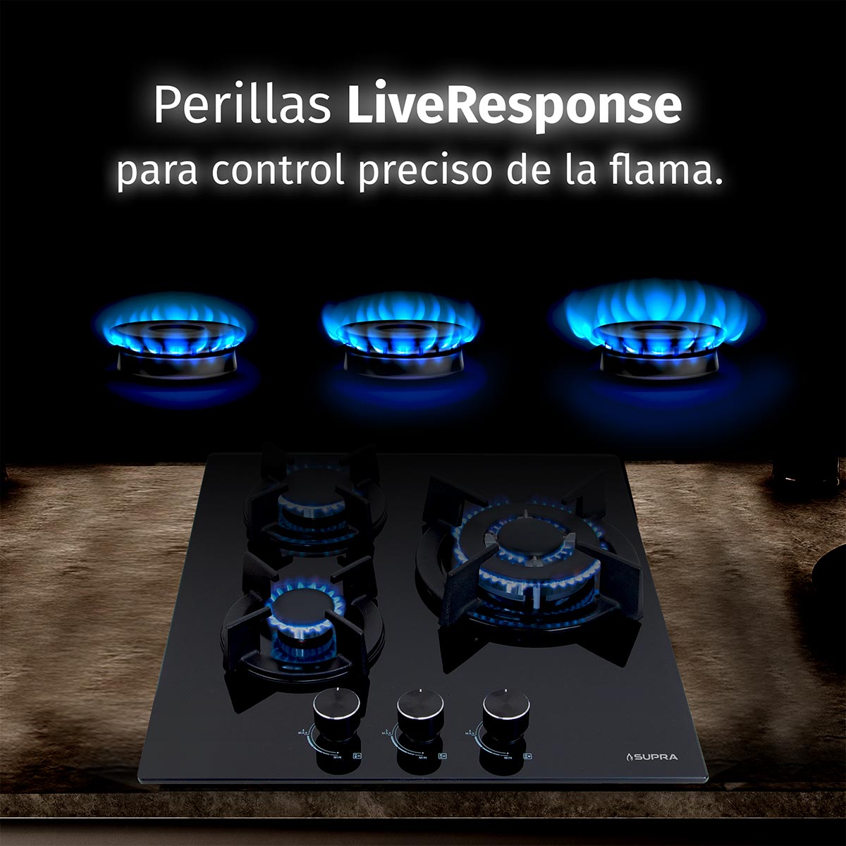 Parrilla A Gas Empotrable BARELLA Supra De 45cm Con 3 Quemadores