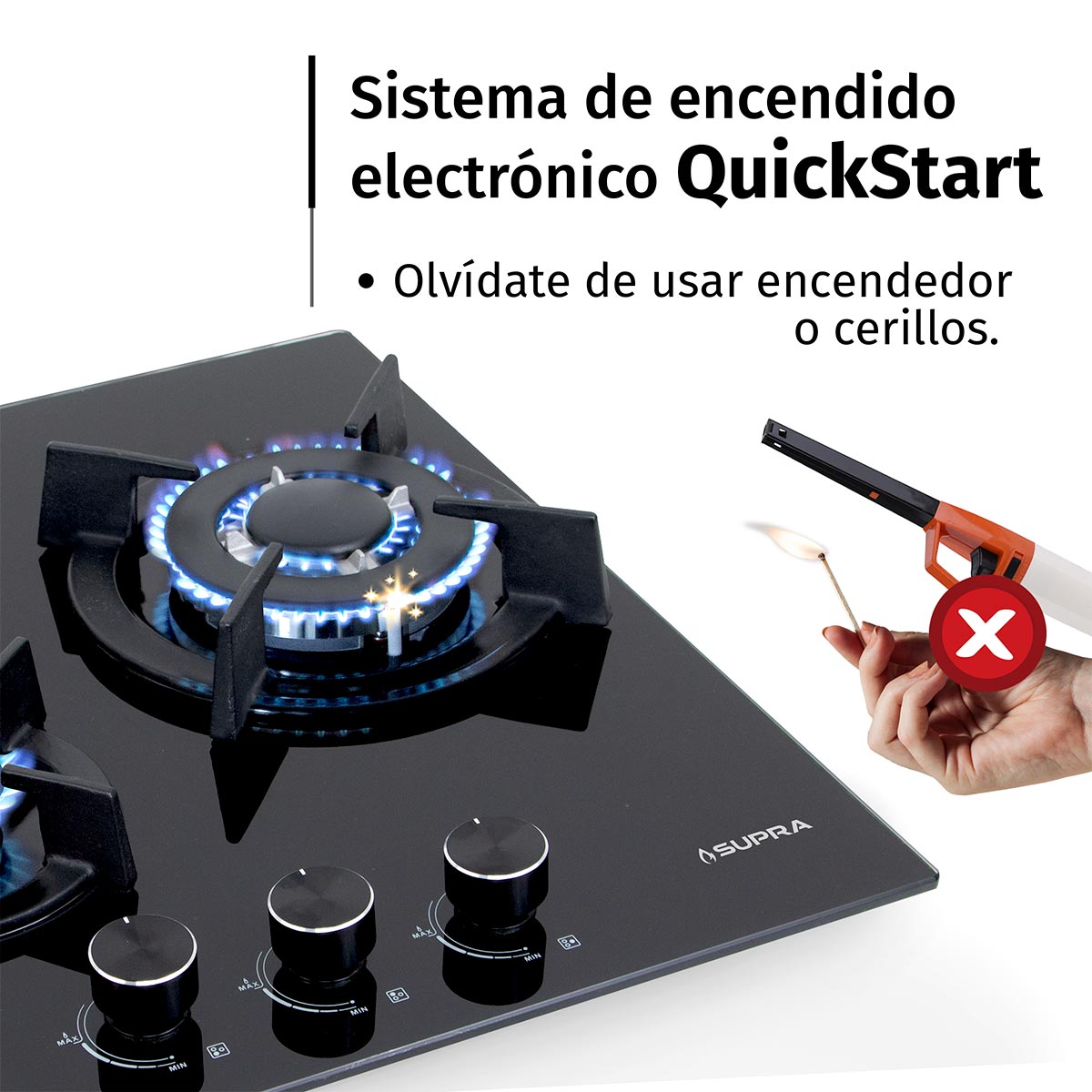 Parrilla A Gas Empotrable BARELLA Supra De 45cm Con 3 Quemadores