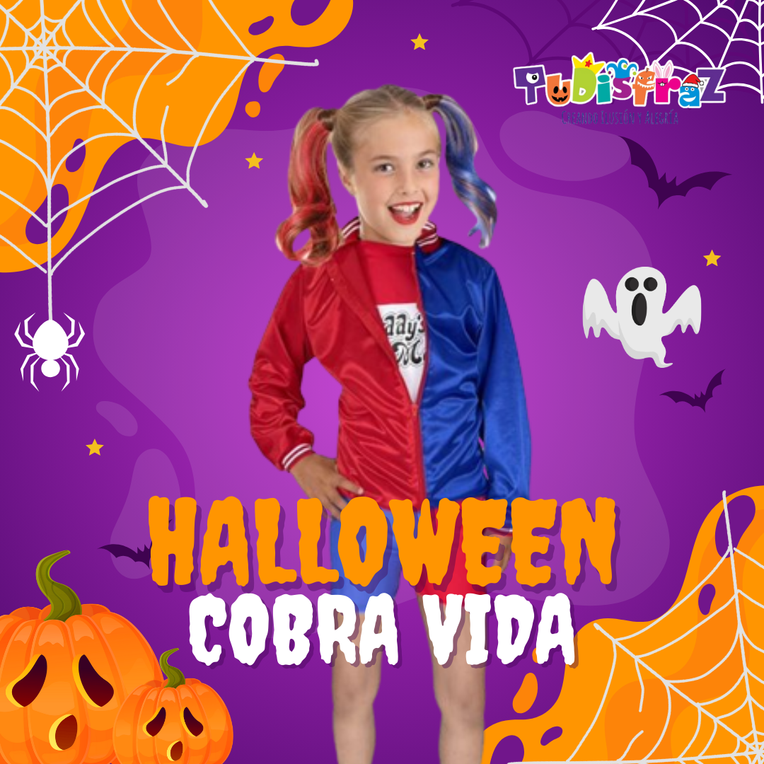 Disfraces Arlequina Niñas - Disfraz de Halloween Harly Quin Cosplay Harley Queen