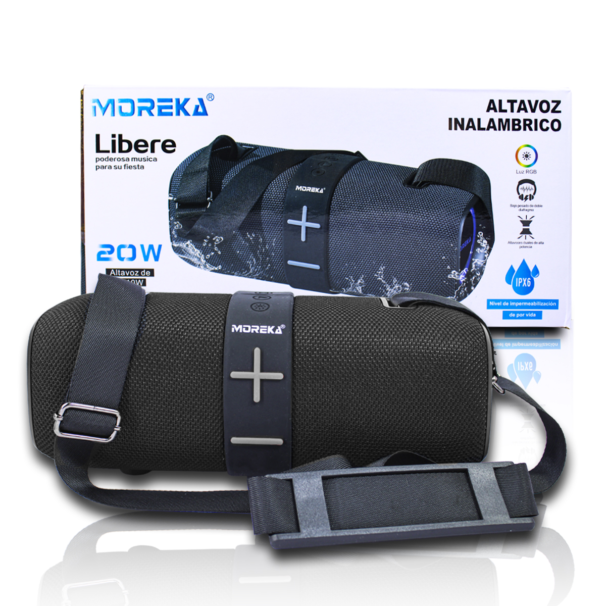  Bocina Altavoz Cilindrica Aprueba De Agua Moreka 20w  