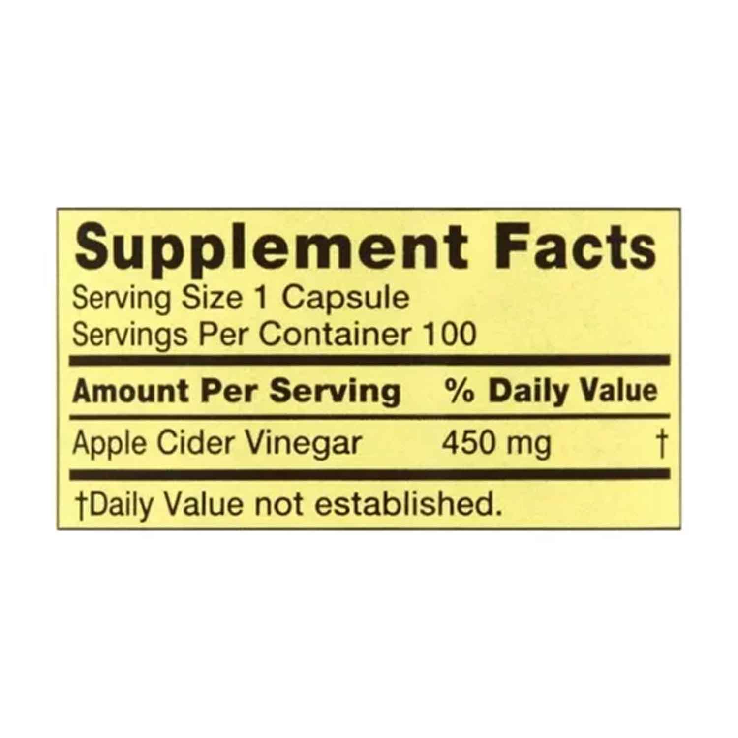 Vinagre Sidra De Manzana 450mg Spring Valley 100 caps Apple Cider 