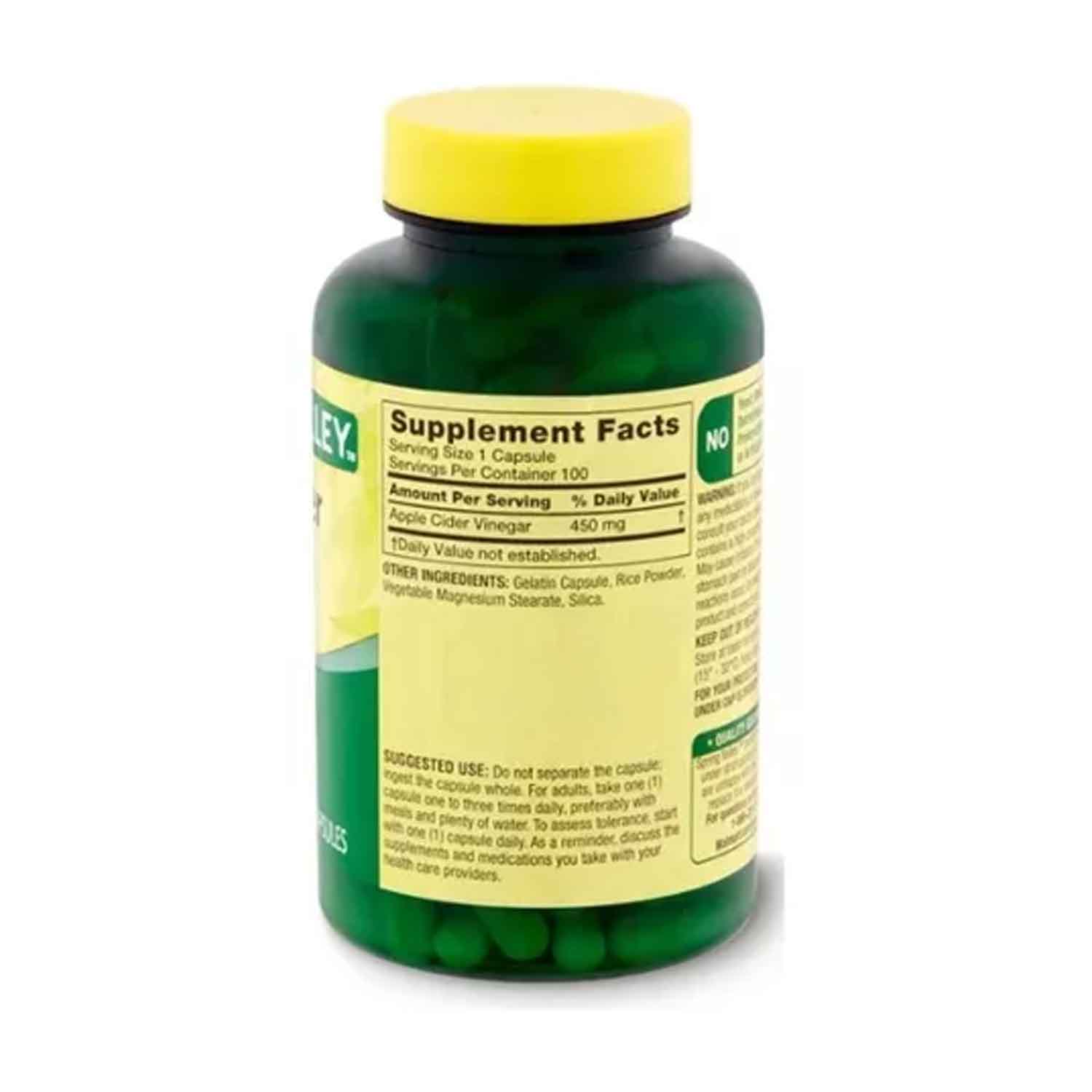 Vinagre Sidra De Manzana 450mg Spring Valley 100 caps Apple Cider 