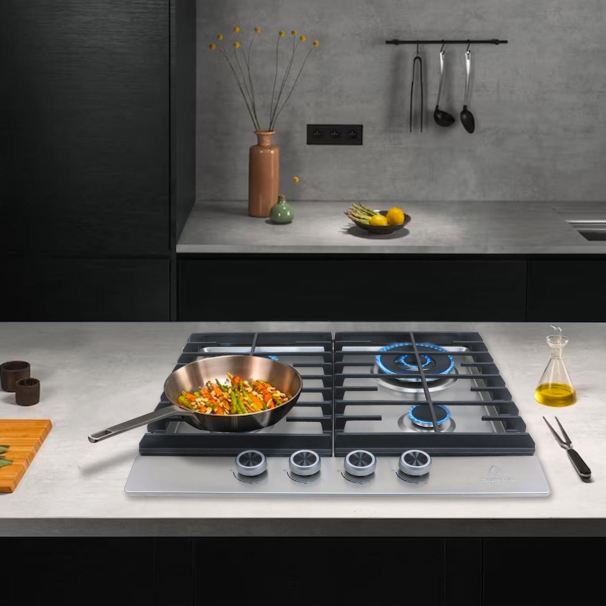 Parrilla Gas Supra 4 Quemadores Empotrable IMPERIA De 60cm En Acero