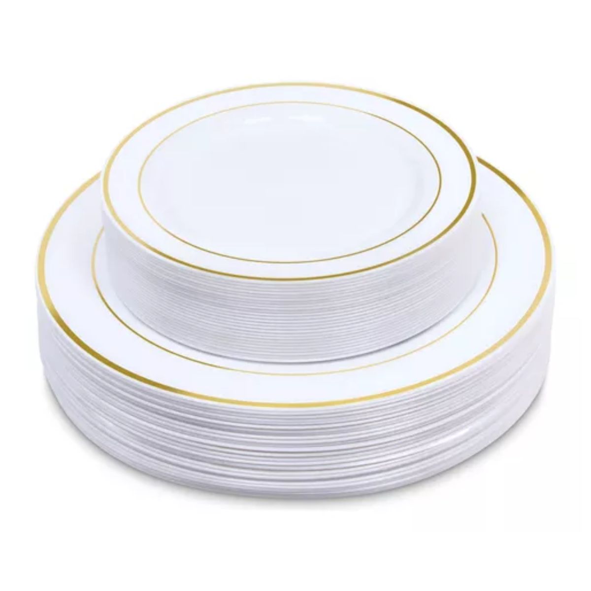 Platos Desechables Elegantes Plástico, Vajilla Fiesta, 50 Pz BLANCO