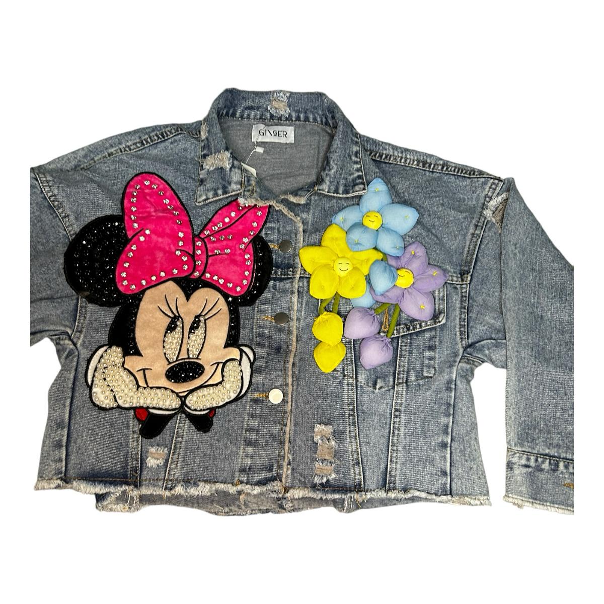 Chamarra Corta De Meclilla Diseño Minnie Mouse 3d Lentejuela