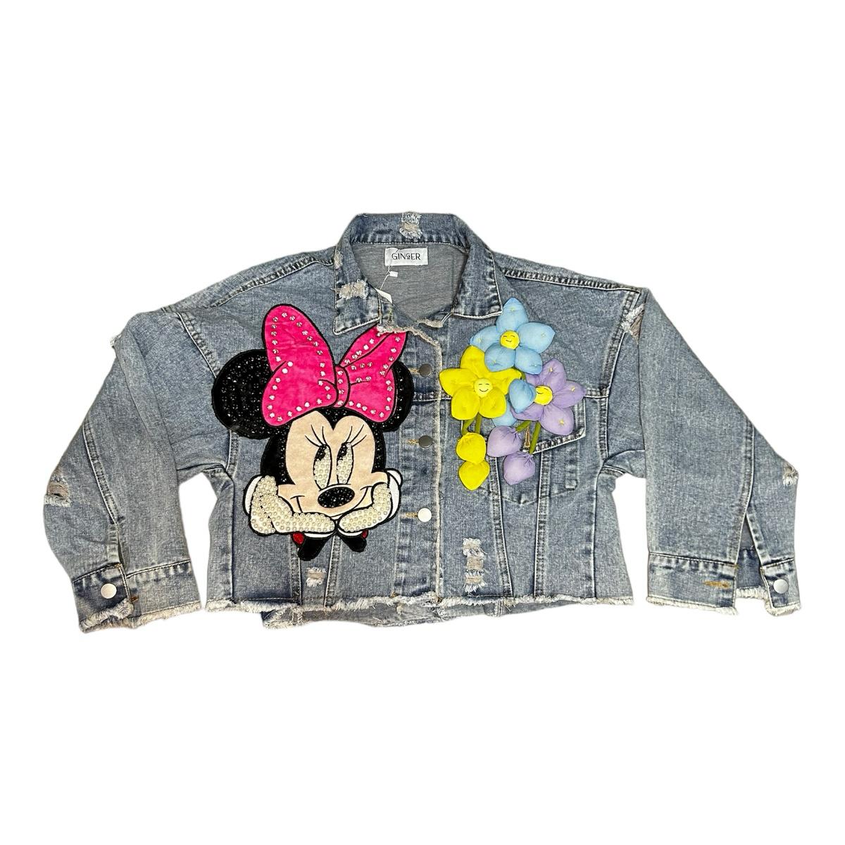Chamarra Corta De Meclilla Diseño Minnie Mouse 3d Lentejuela