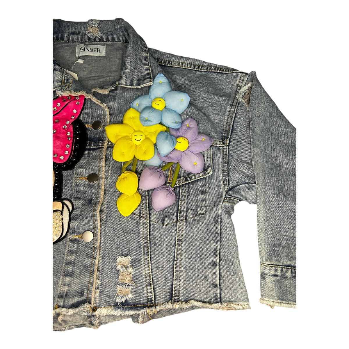 Chamarra Corta De Meclilla Diseño Minnie Mouse 3d Lentejuela