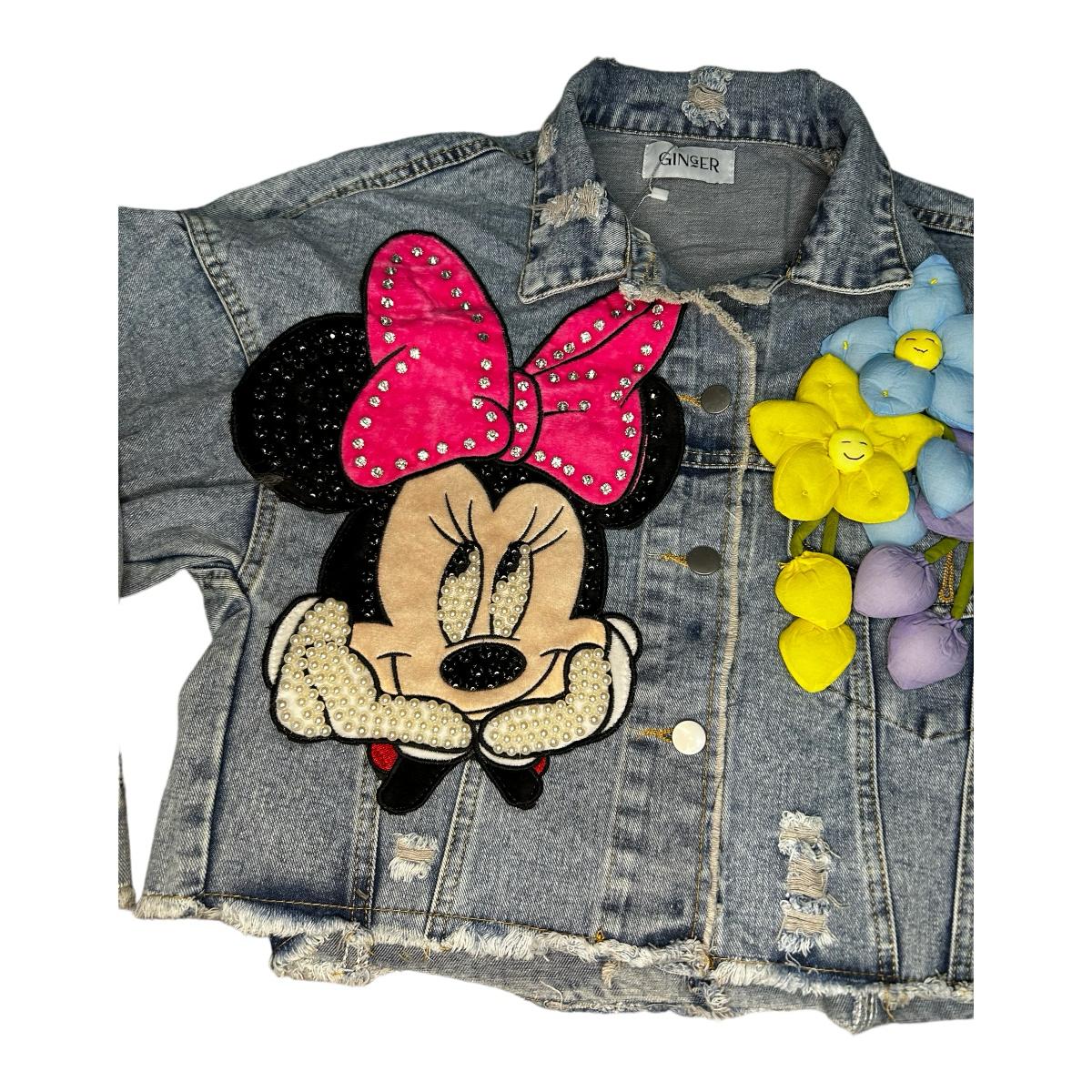 Chamarra Corta De Meclilla Diseño Minnie Mouse 3d Lentejuela
