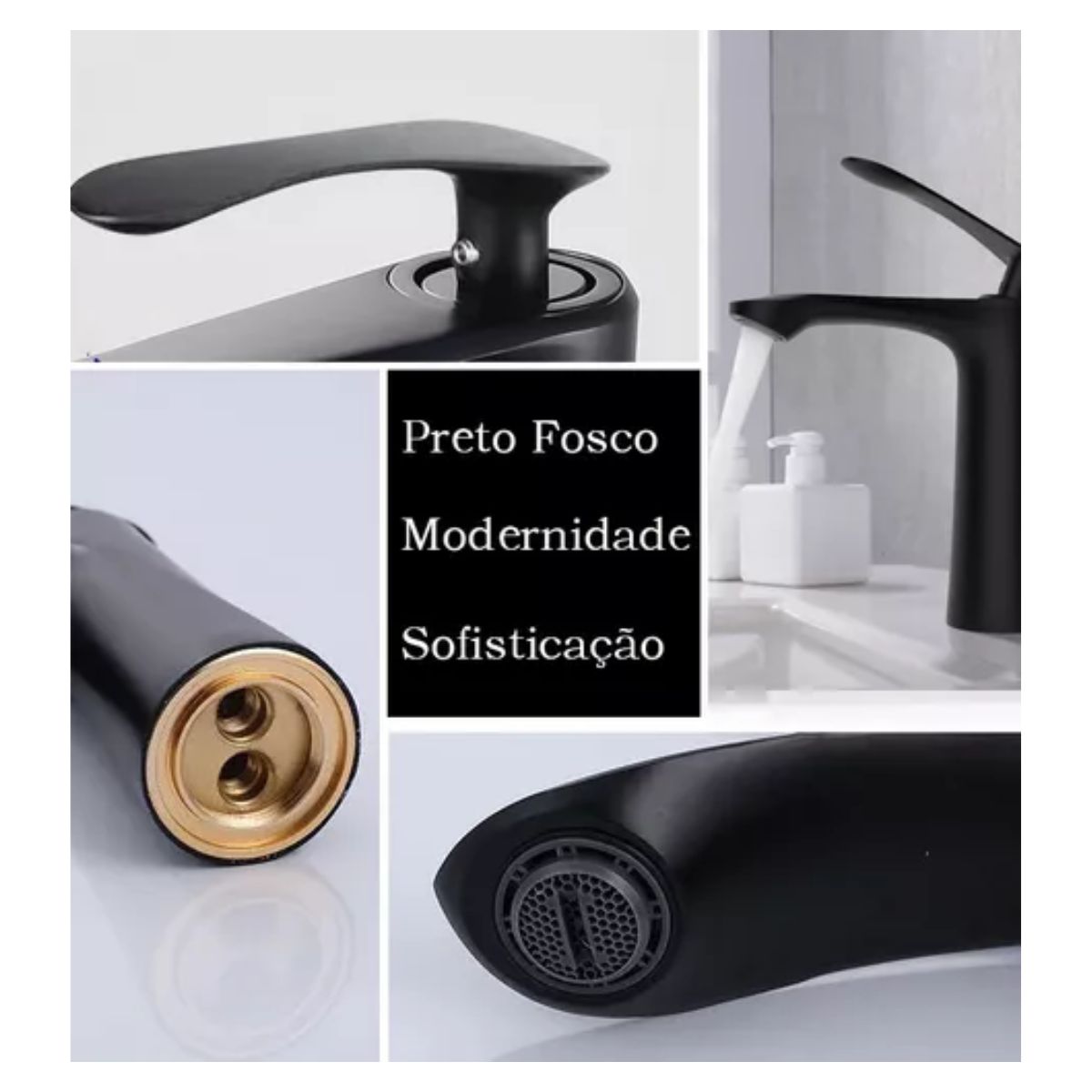 Llave Para Lavabo Monomando Mezclador Grifo Negro Mate negro