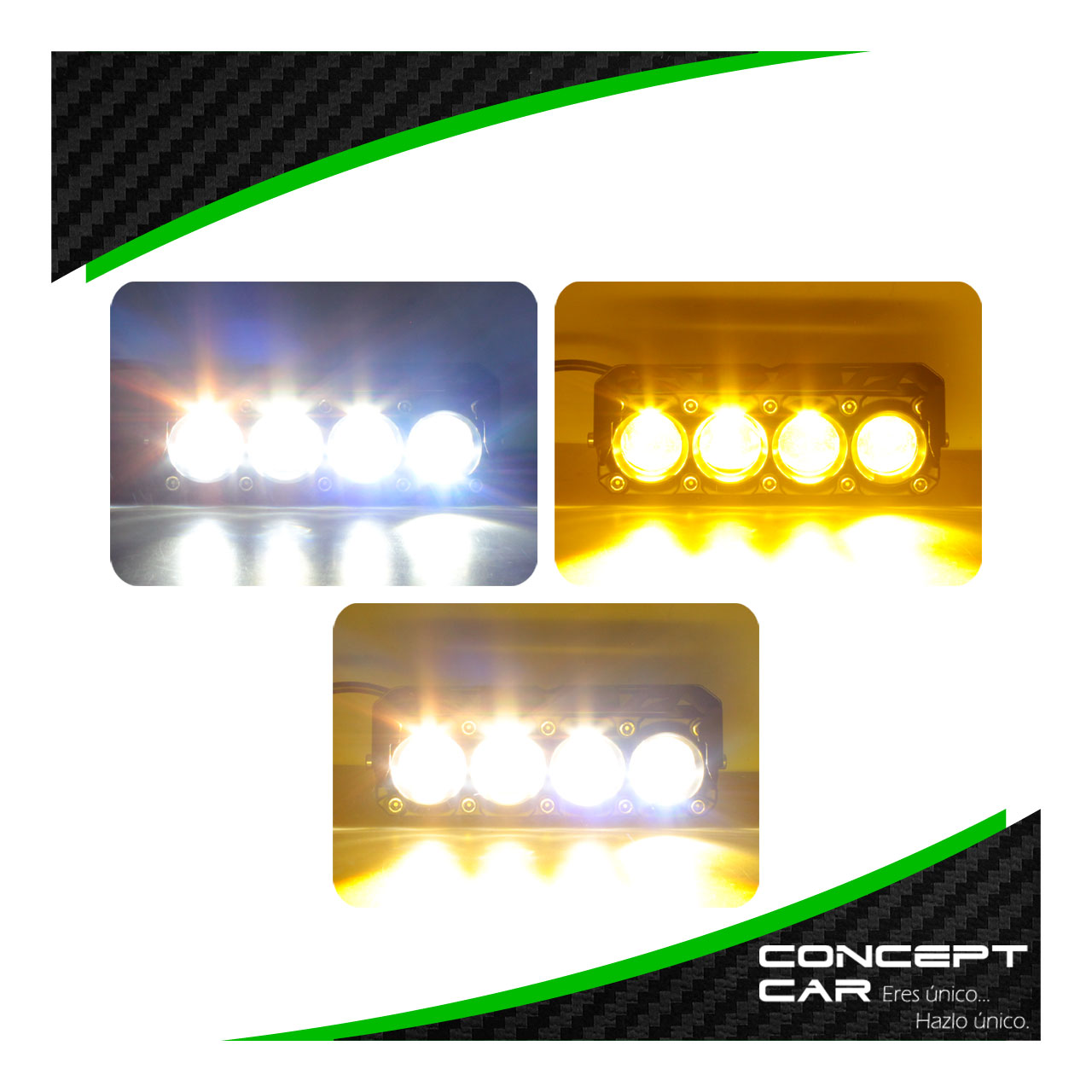Par Faro Tipo Buho Bicolor 4 Led Lupa Exploradora Auto Moto