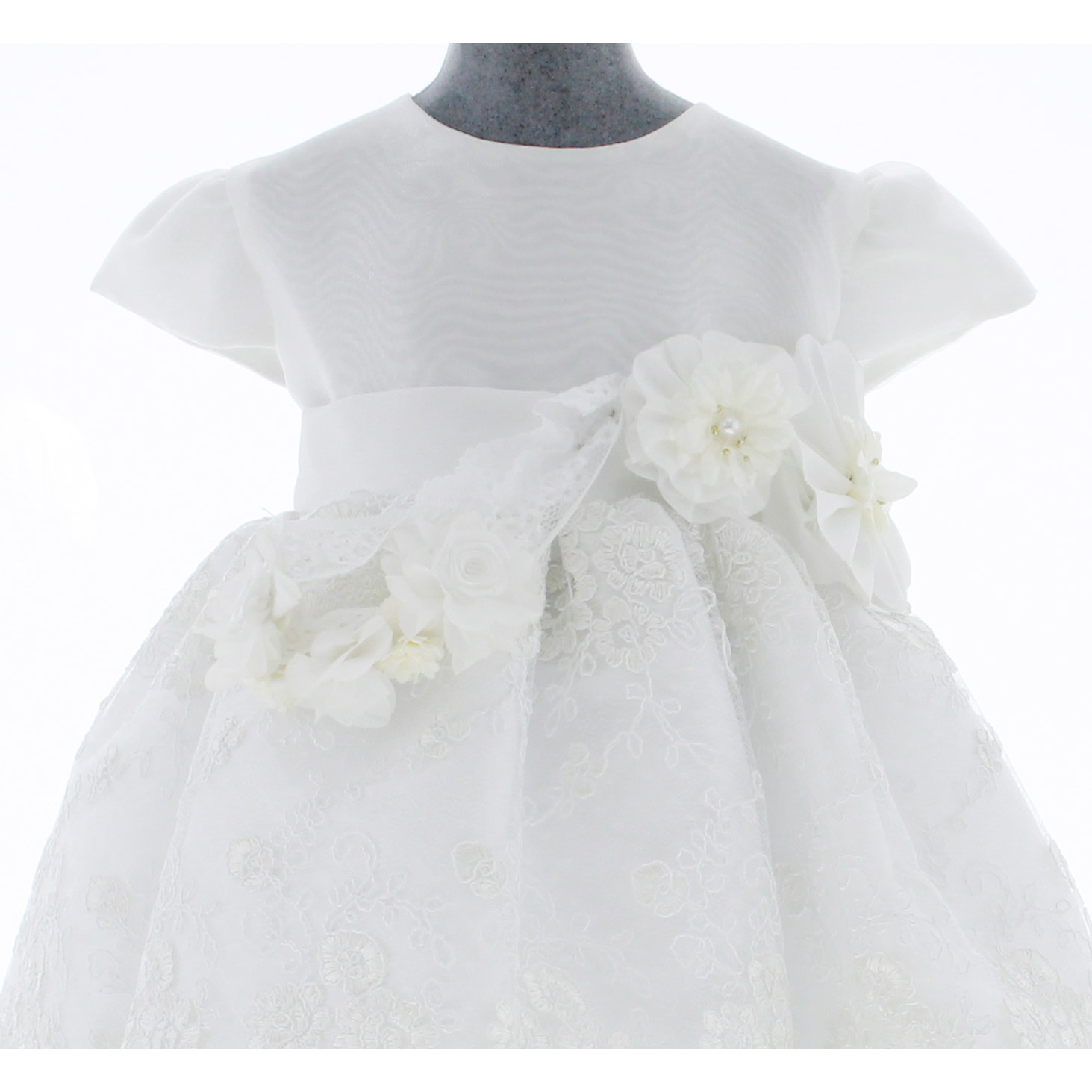 Vestido Para Bautizo Niña color Hueso 3551 0 A 2 Años.