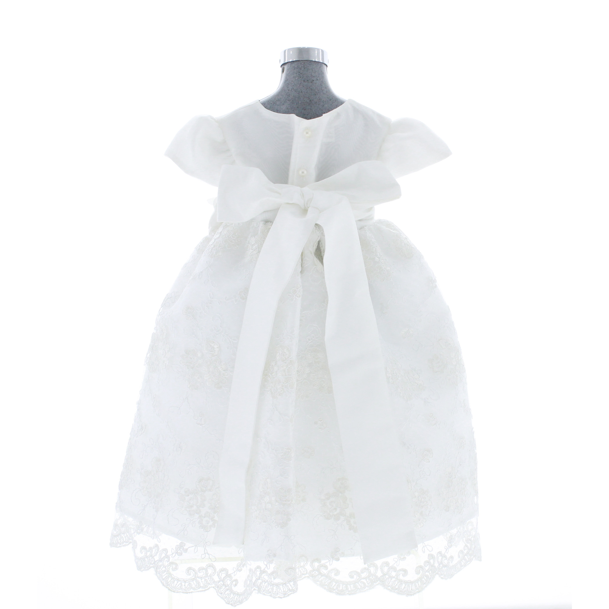 Vestido Para Bautizo Niña color Hueso 3551 0 A 2 Años.