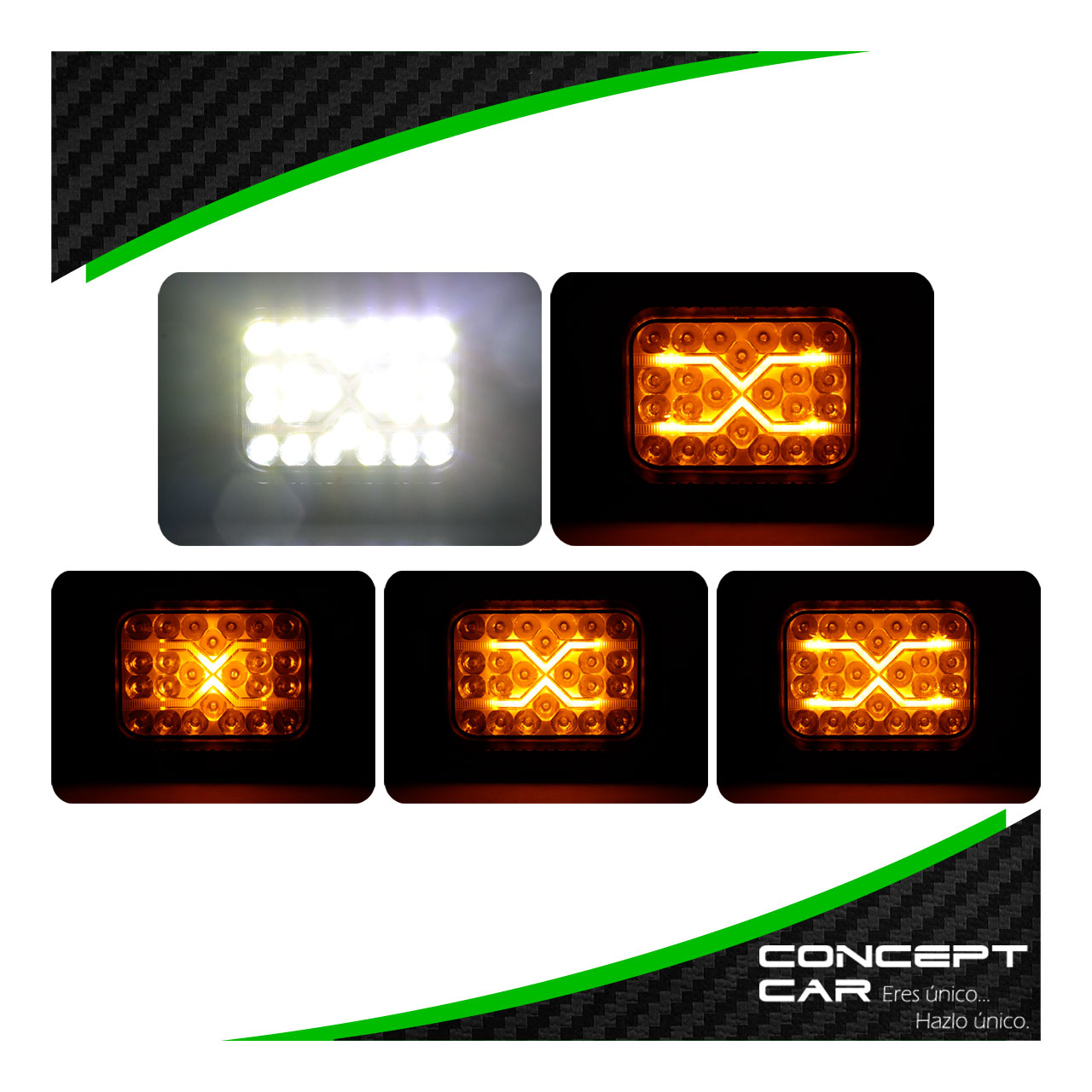 Par Faro Cuadrado 24 Led Auxiliar Bicolor 4x4 Potente 12-24v