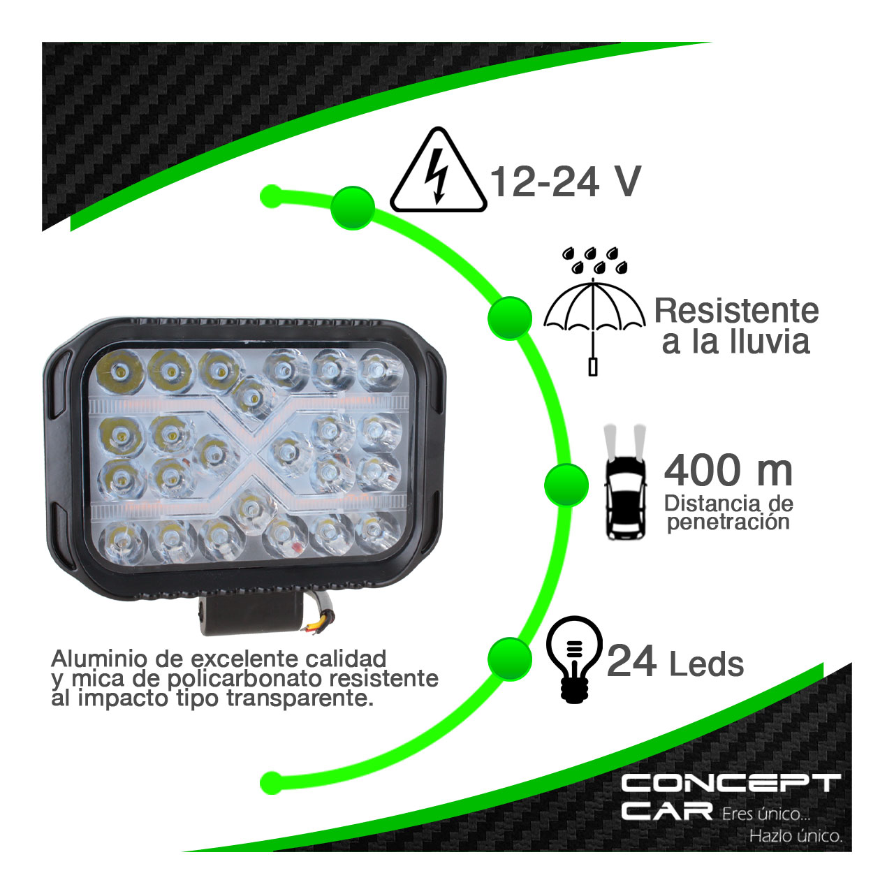 Par Faro Cuadrado 24 Led Auxiliar Bicolor 4x4 Potente 12-24v