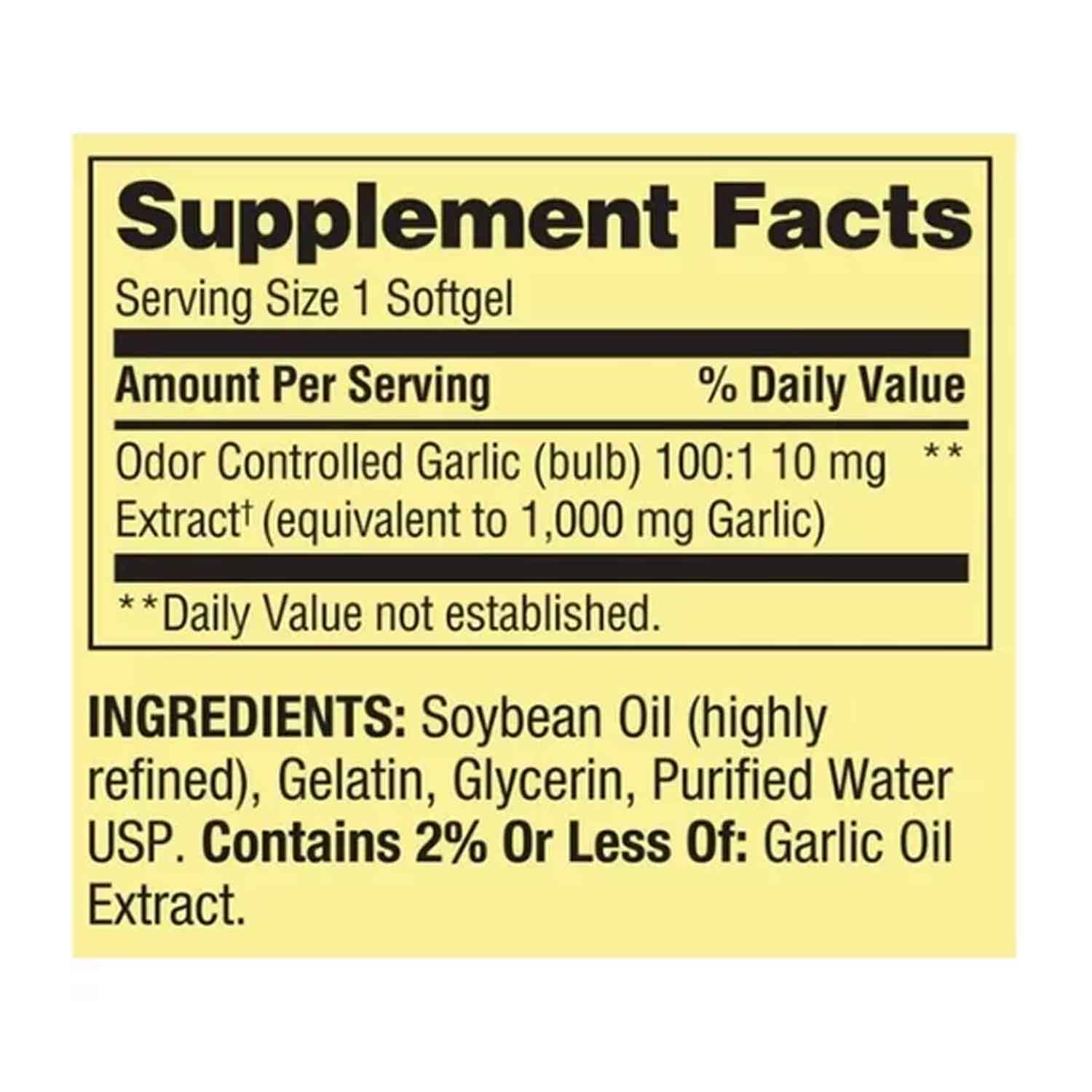 Extracto De Ajo 1000mg Spring Valley 200 softgels Garlic Sin Olor