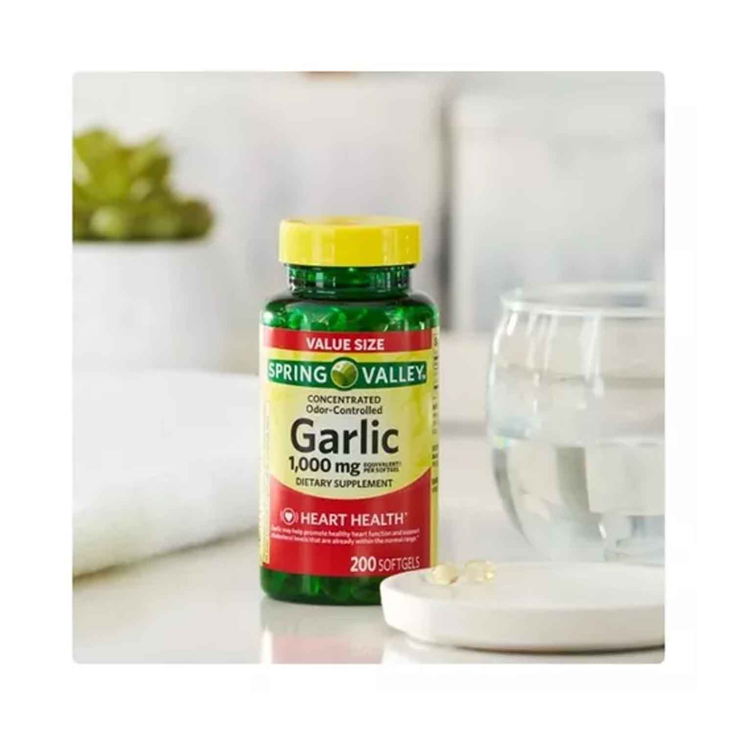 Extracto De Ajo 1000mg Spring Valley 200 softgels Garlic Sin Olor