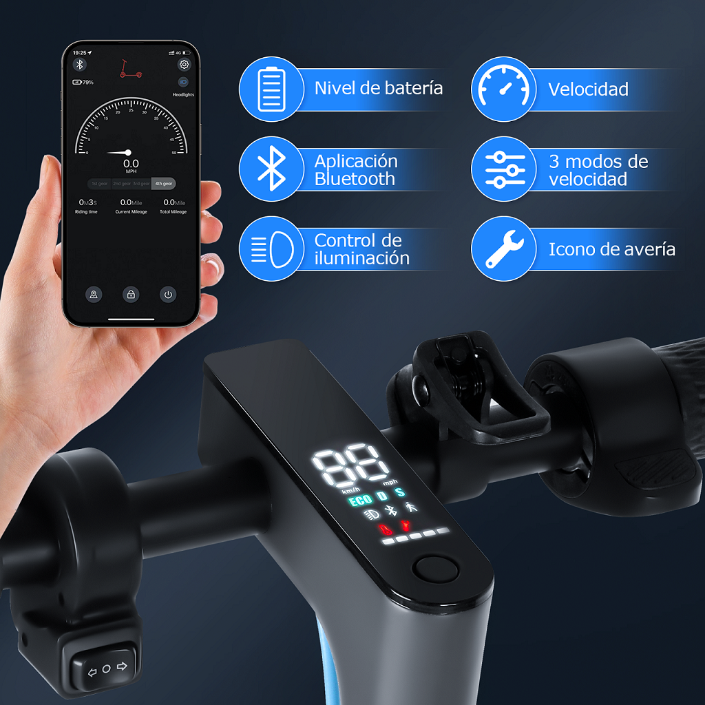 Scooter Eléctrico Honey Whale Smart M2-MAX Negro .