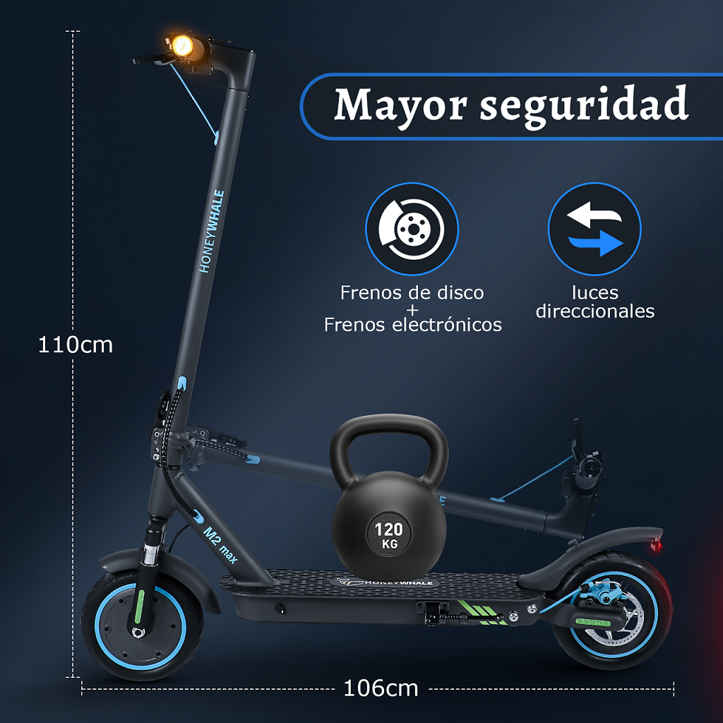 Scooter Eléctrico Honey Whale Smart M2-MAX Negro .