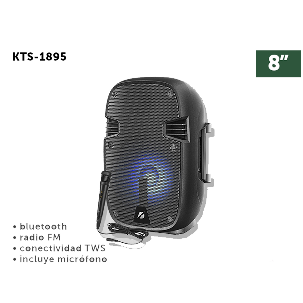 Bocina Bluetooth 8" Radio FM Micrófono Incluido Conectividad TWS