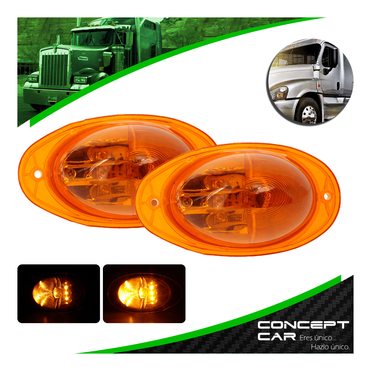 Par Plafon 6 Led Lateral Freightliner Cascadia Tipo Original