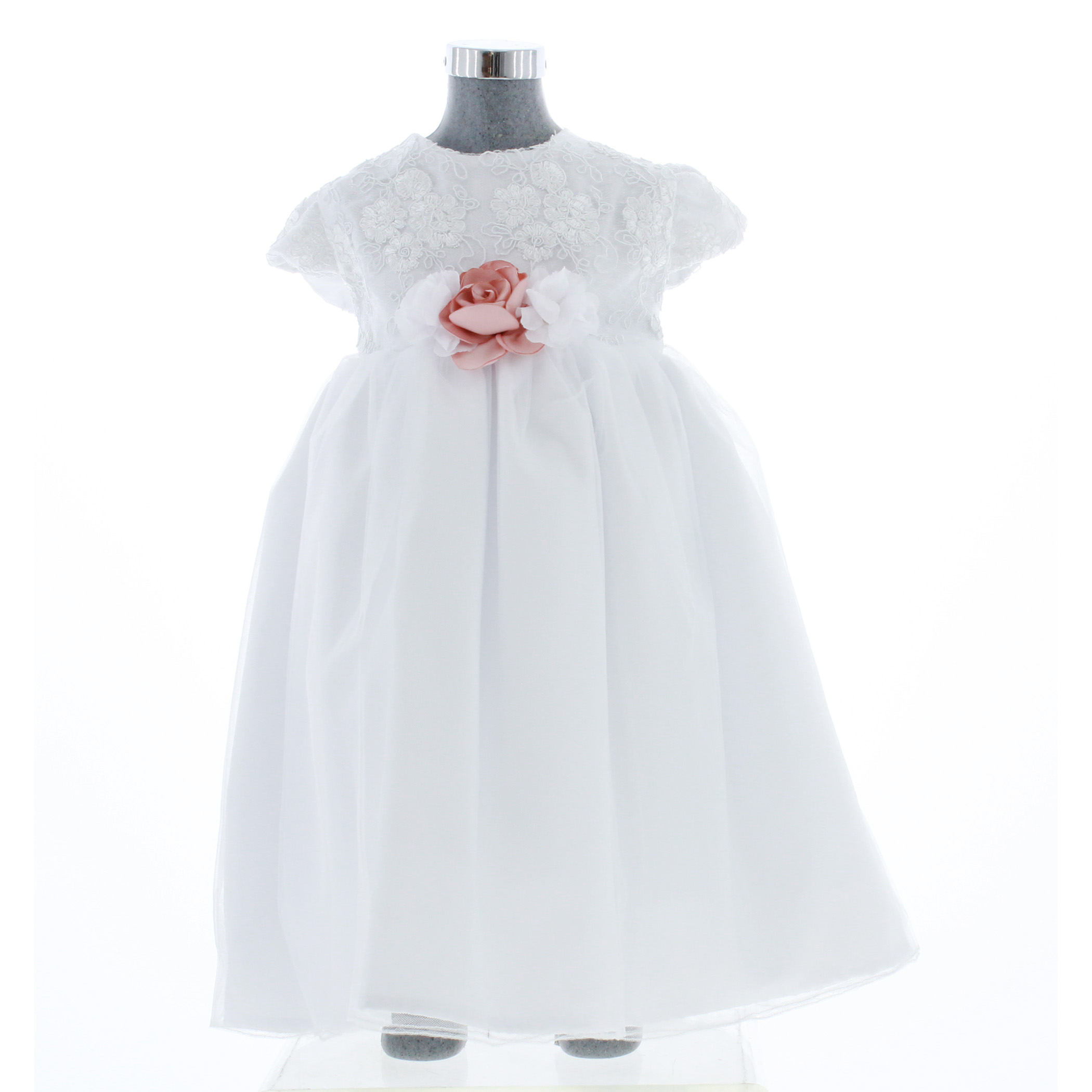 Vestido Para Bautizo Niña color Blanco 3554 0 A 2 Años.