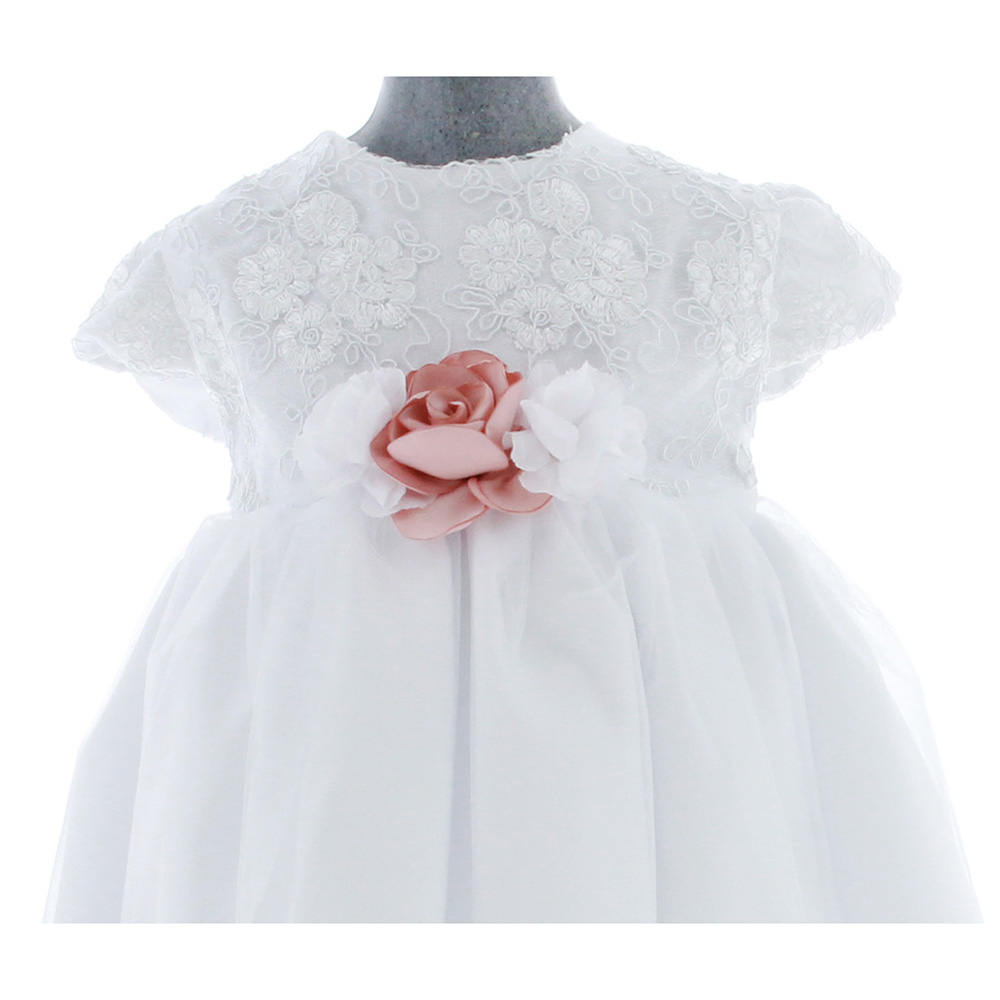 Vestido Para Bautizo Niña color Blanco 3554 0 A 2 Años.