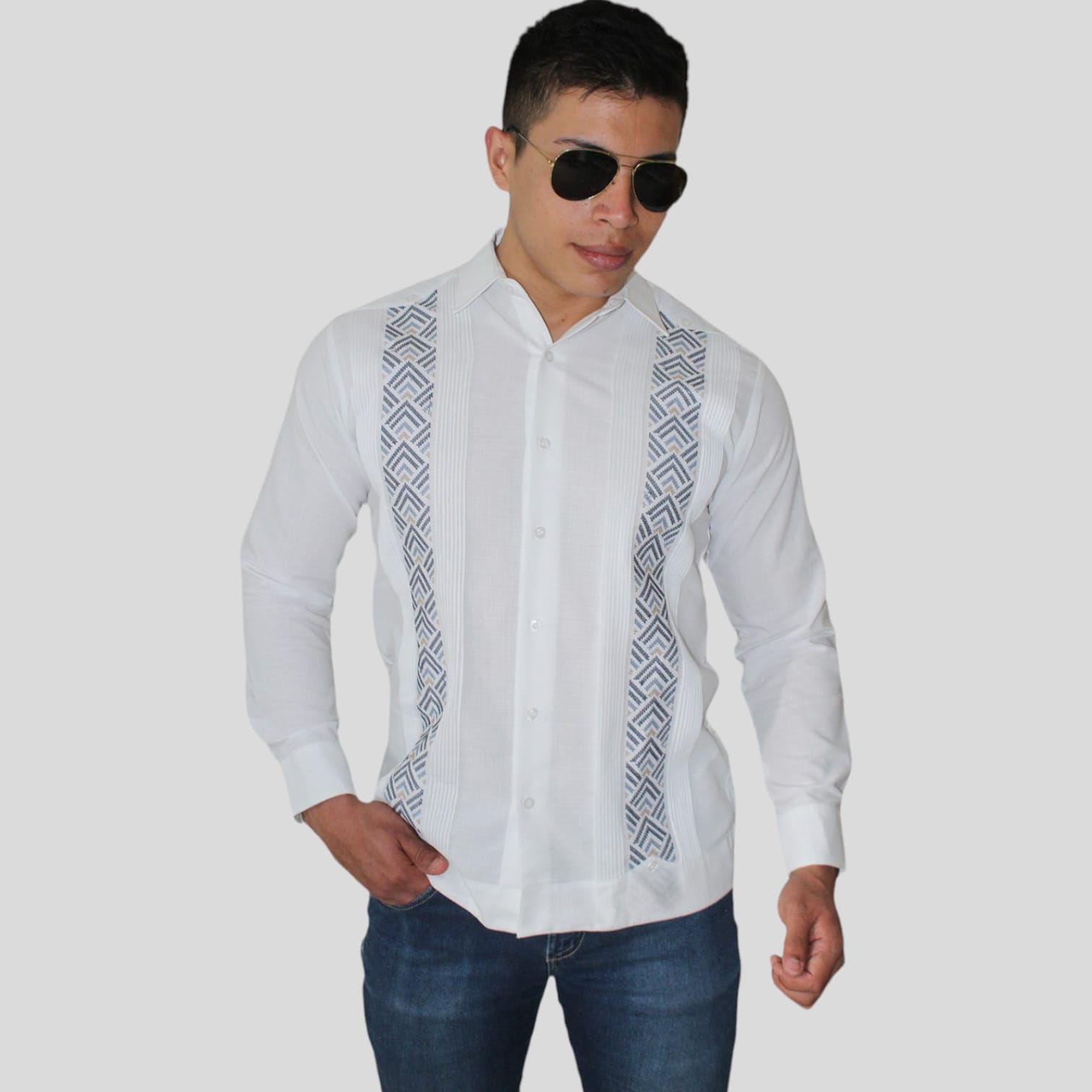 Guayabera Lino Manga Larga Incluye Cubre Polvos