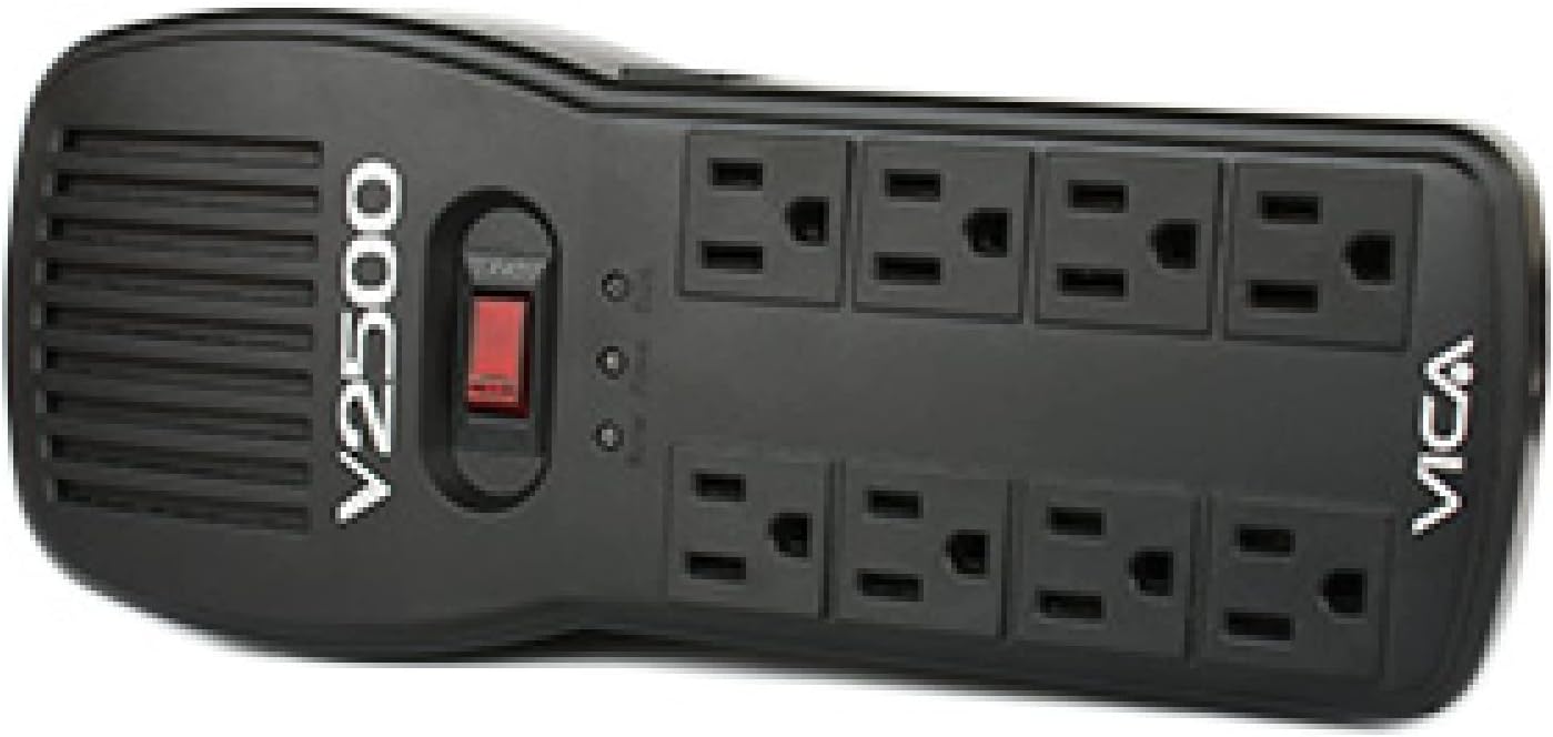 Regulador Vica V2500 2500VA 300J Entrada 100-127V Negro energía pc laptop pantalla cel 