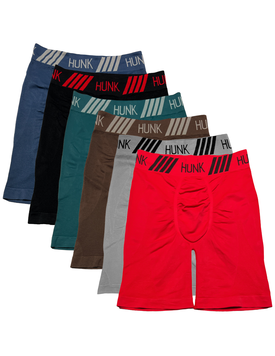  Paquete de 6 Boxer Largo Para Hombre Tipo Biker