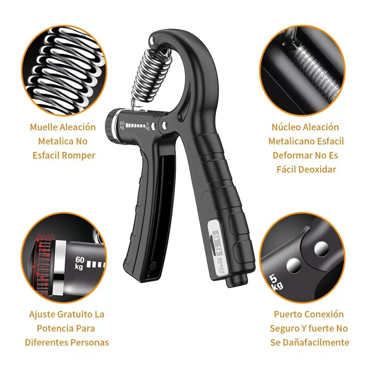 Hand Grip Ejercitador Ajustable Fortalecedor Mano Antebrazo Negro