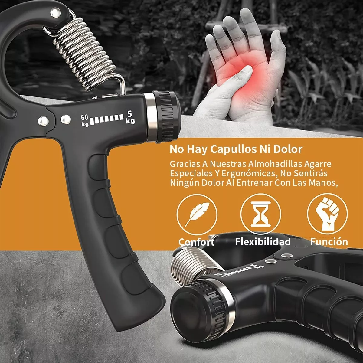 Hand Grip Ejercitador Ajustable Fortalecedor Mano Antebrazo Negro