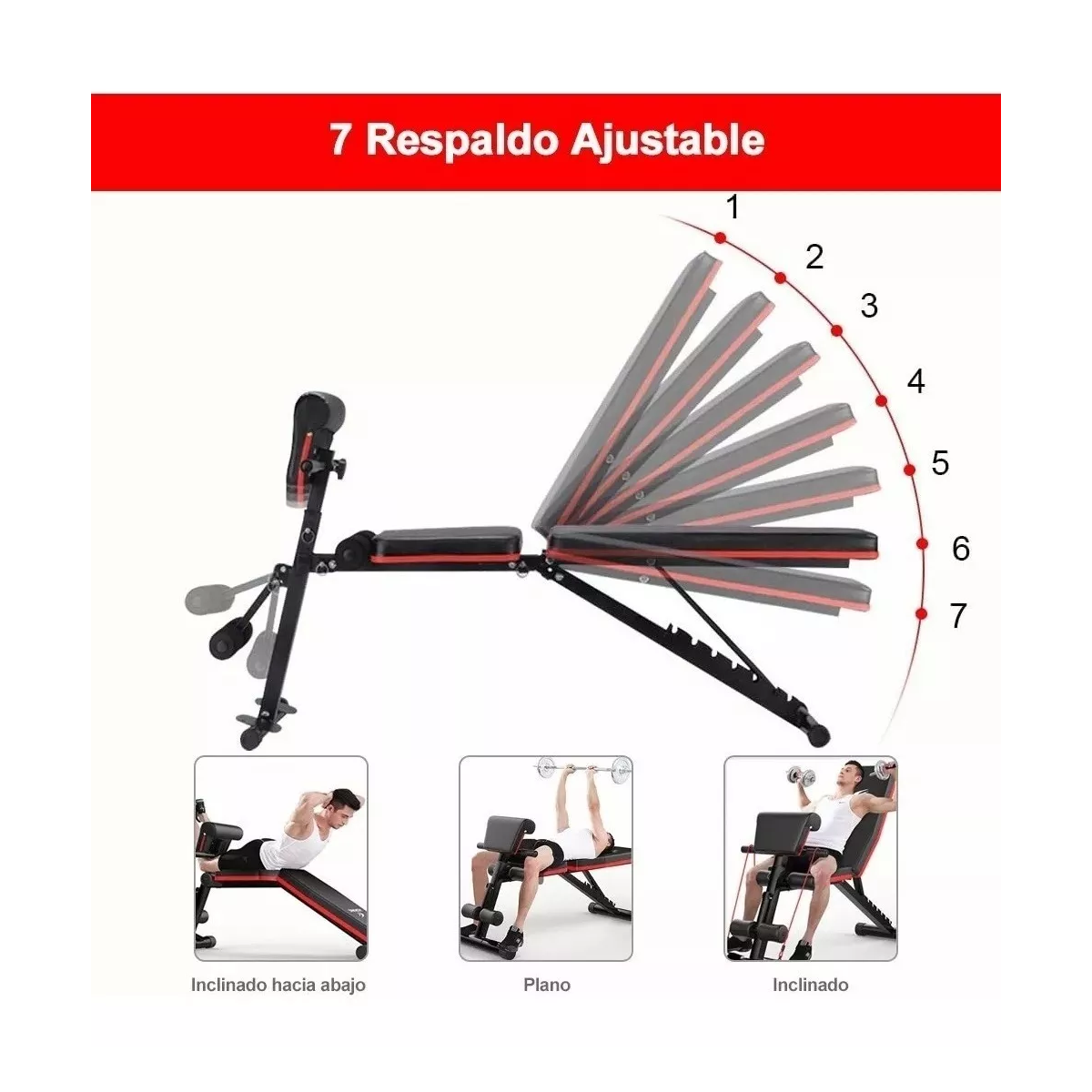 Banco Pesas Multiposiciones Plegable Ajustable Gym Ejercicio