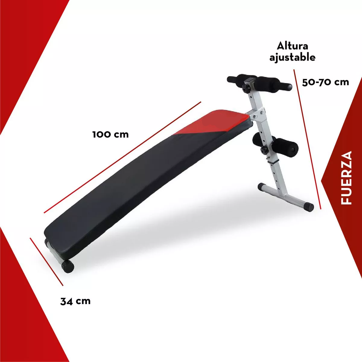 Banca Para Abdominales Color Negro c/Rojo