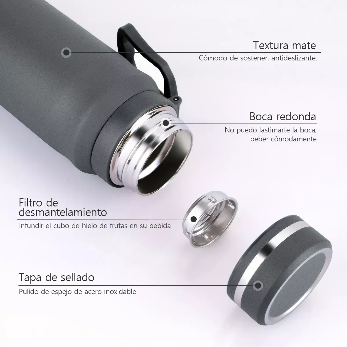 Termo Acero Inoxidable Con Infusor De Té,taza Térmica 1000ml Gris