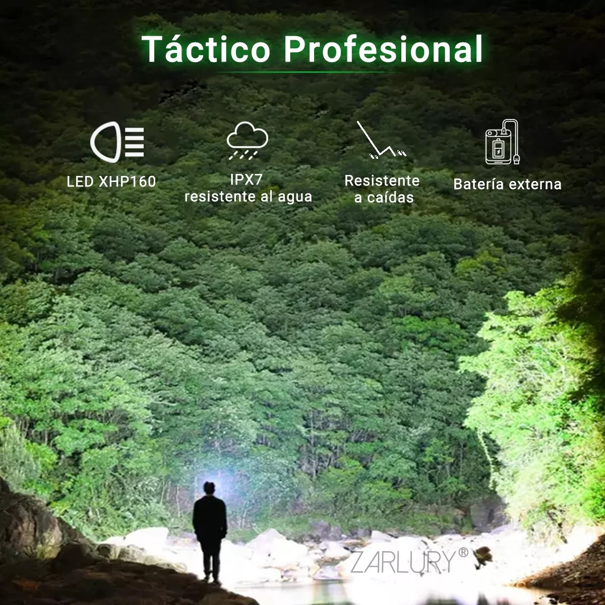 Lámpara Táctica Recargable Xhp160 Linterna Potente 10000lm