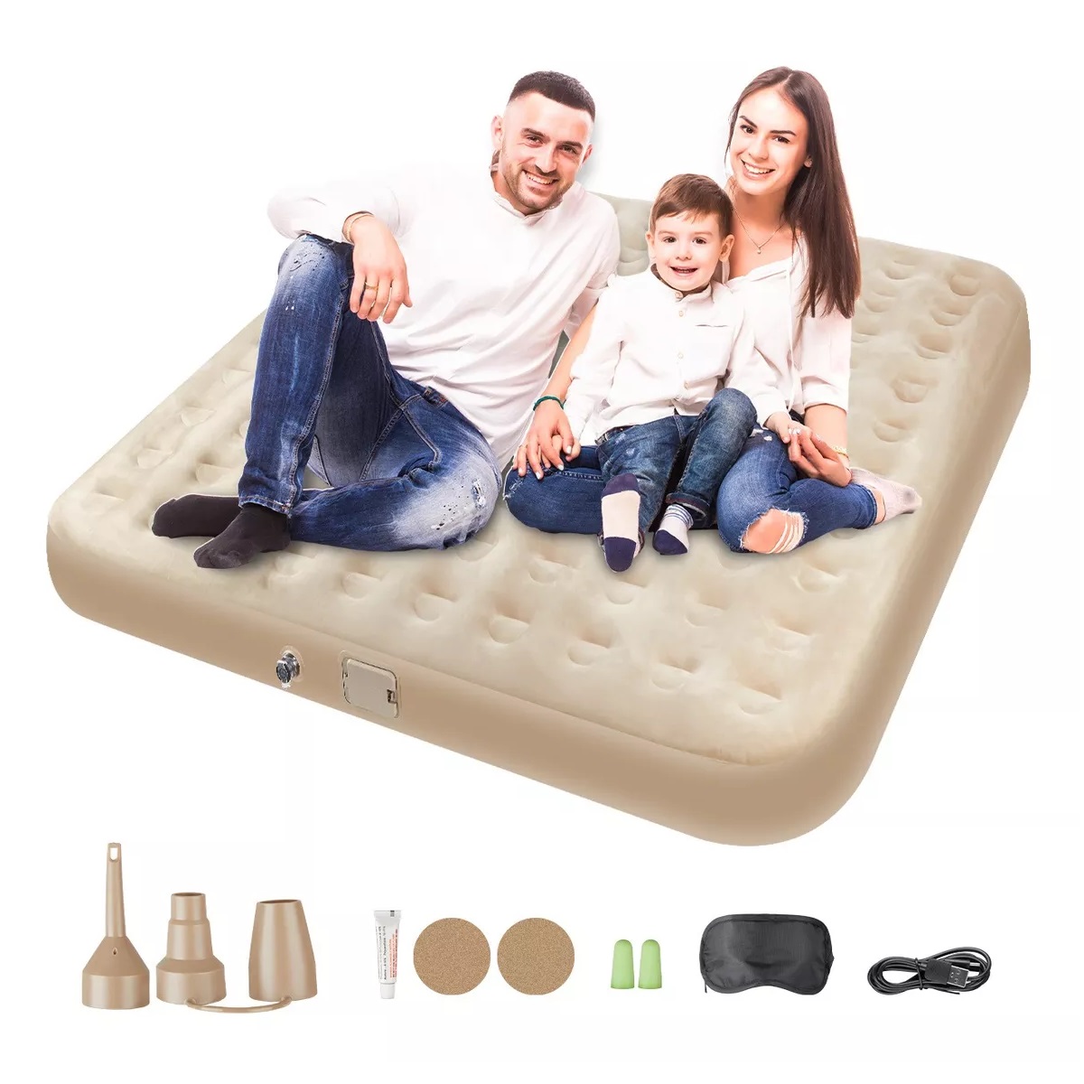 Colchón Inflable King Size Con Bomba Eléctrica 200x200x22cm