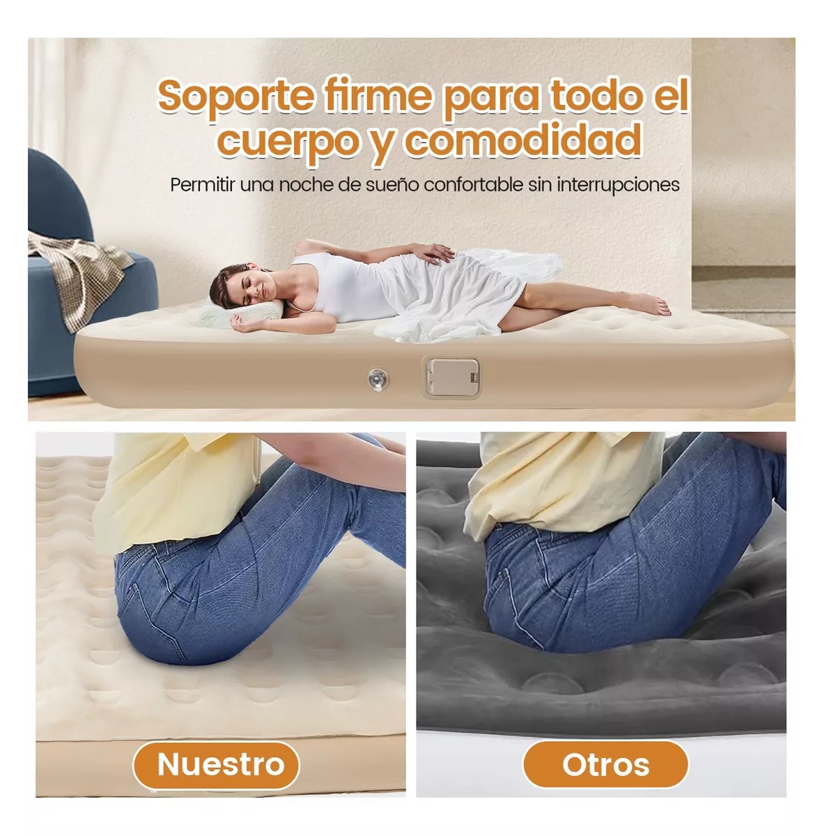 Colchón Inflable King Size Con Bomba Eléctrica 200x200x22cm